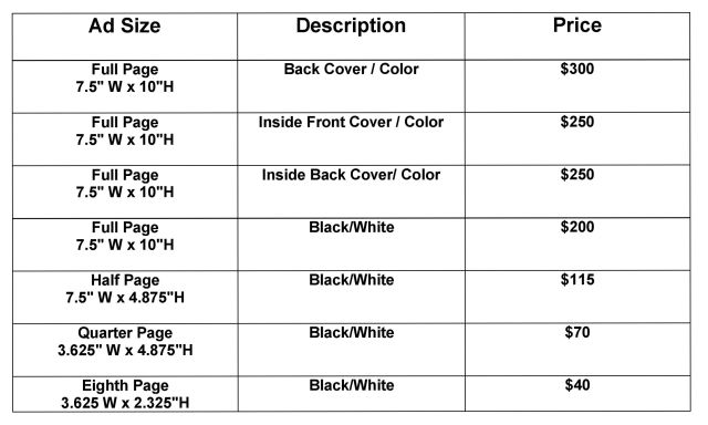 Program Ad Rates 2016